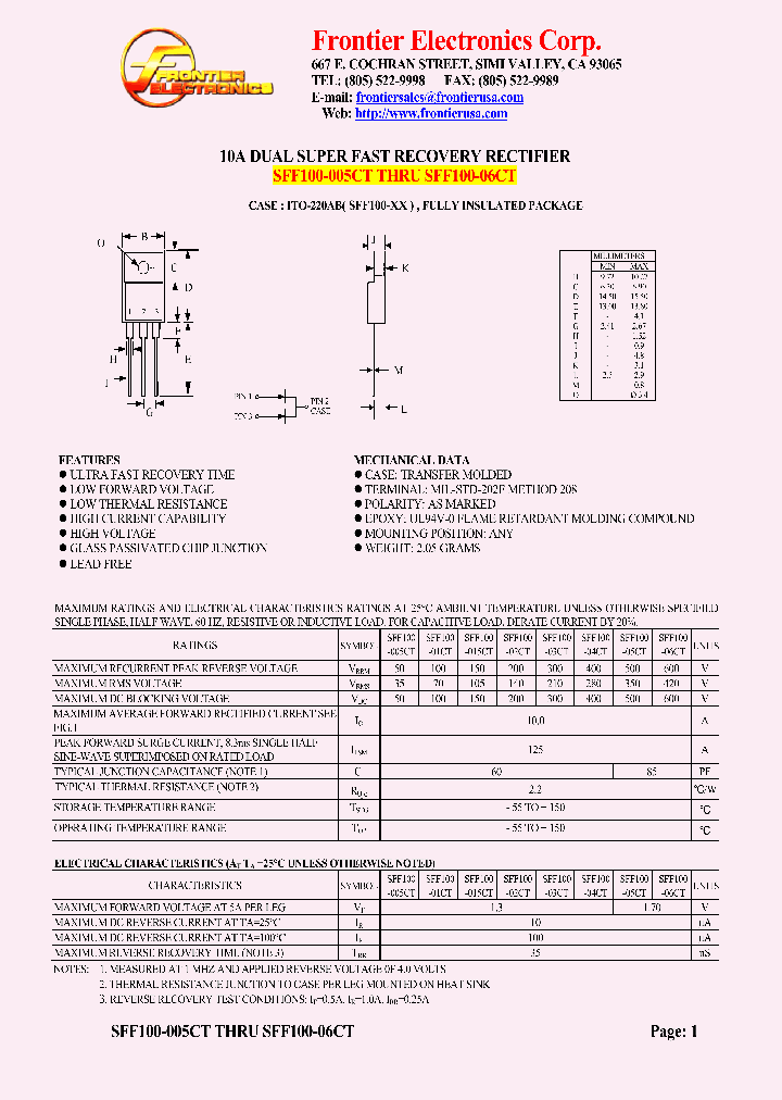 SFF100-005CT_4619342.PDF Datasheet