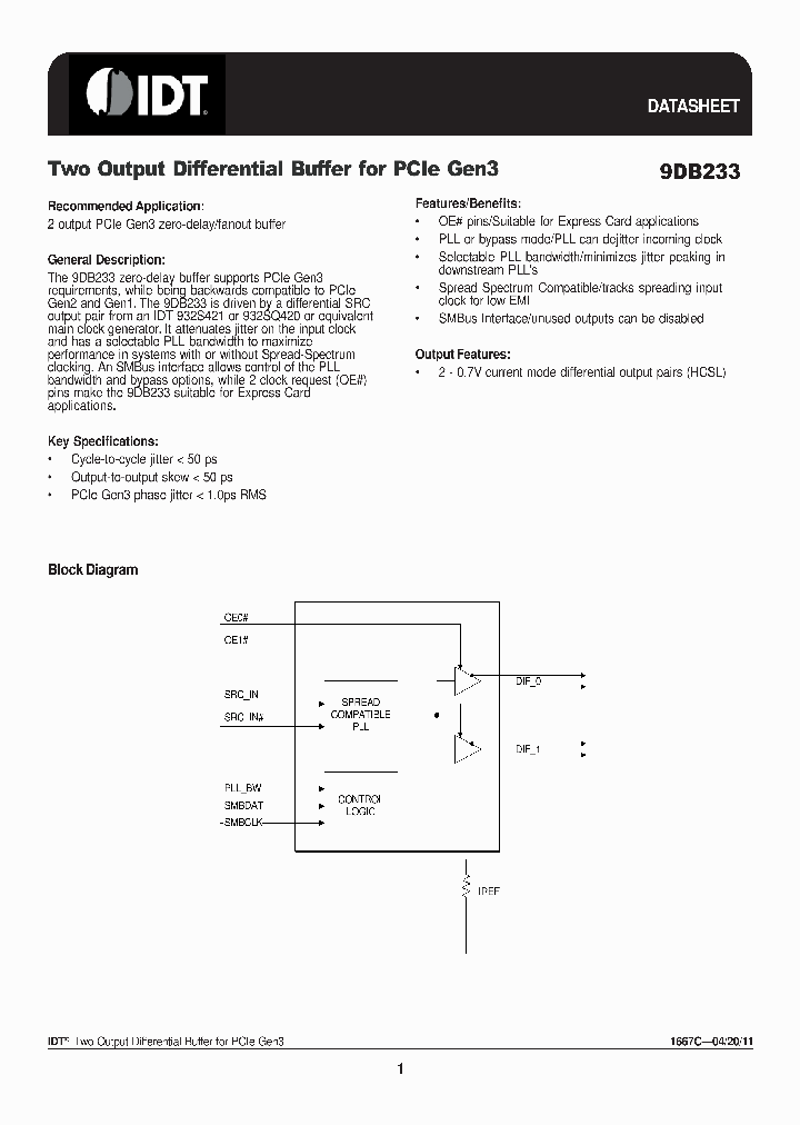 9DB233AFILF_4628575.PDF Datasheet