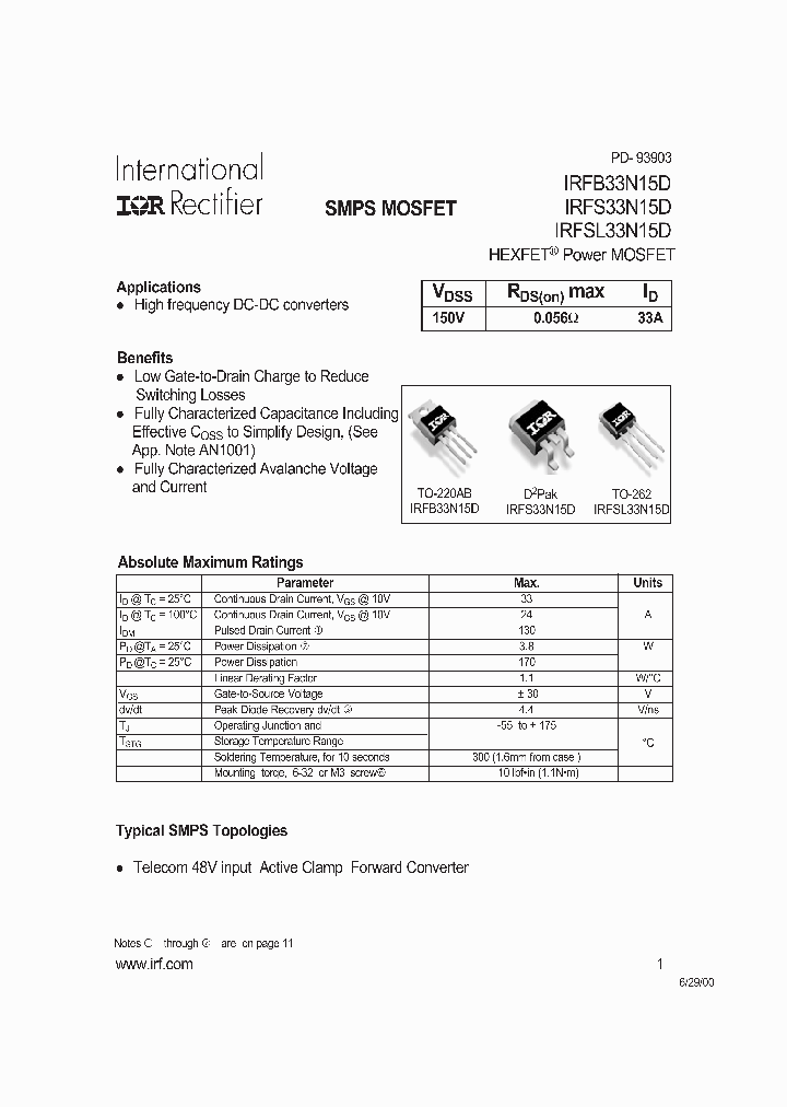 IRFB33N15D_4639370.PDF Datasheet
