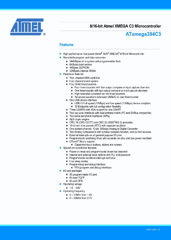 ATXMEGA384C3_4639577.PDF Datasheet