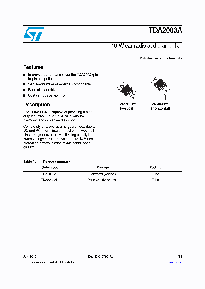 TDA2003A_4640079.PDF Datasheet