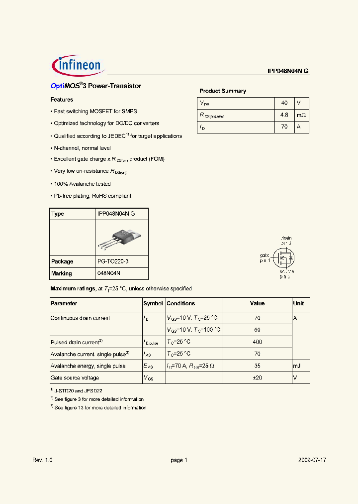 IPP048N04NG_4645484.PDF Datasheet