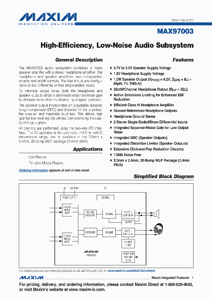 MAX97003_4646369.PDF Datasheet