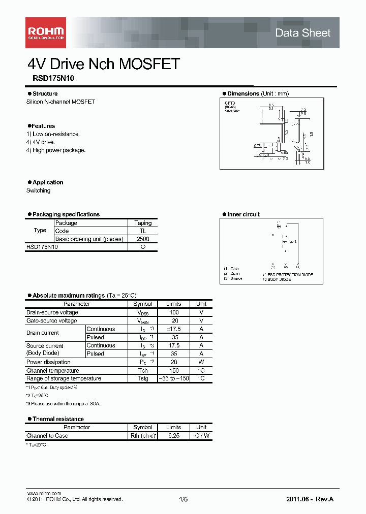 RSD175N10_4653858.PDF Datasheet