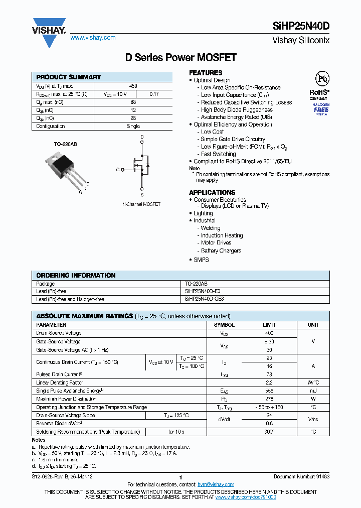 SIHP25N40D_4655413.PDF Datasheet