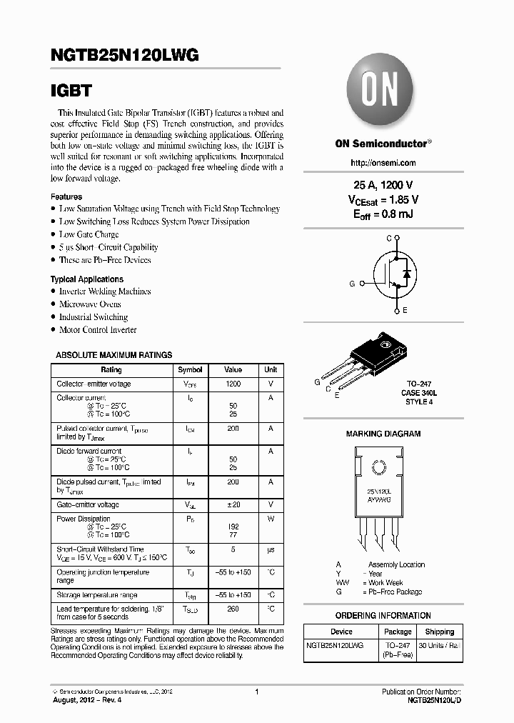 NGTB25N120LWG_4658343.PDF Datasheet