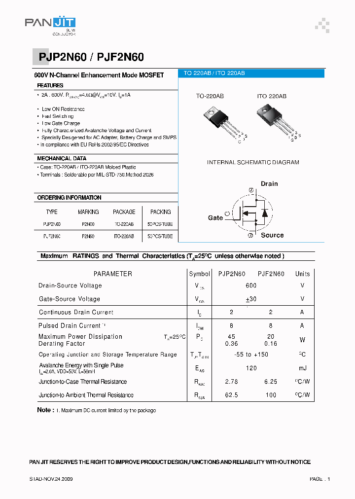 PJF2N60_4681868.PDF Datasheet