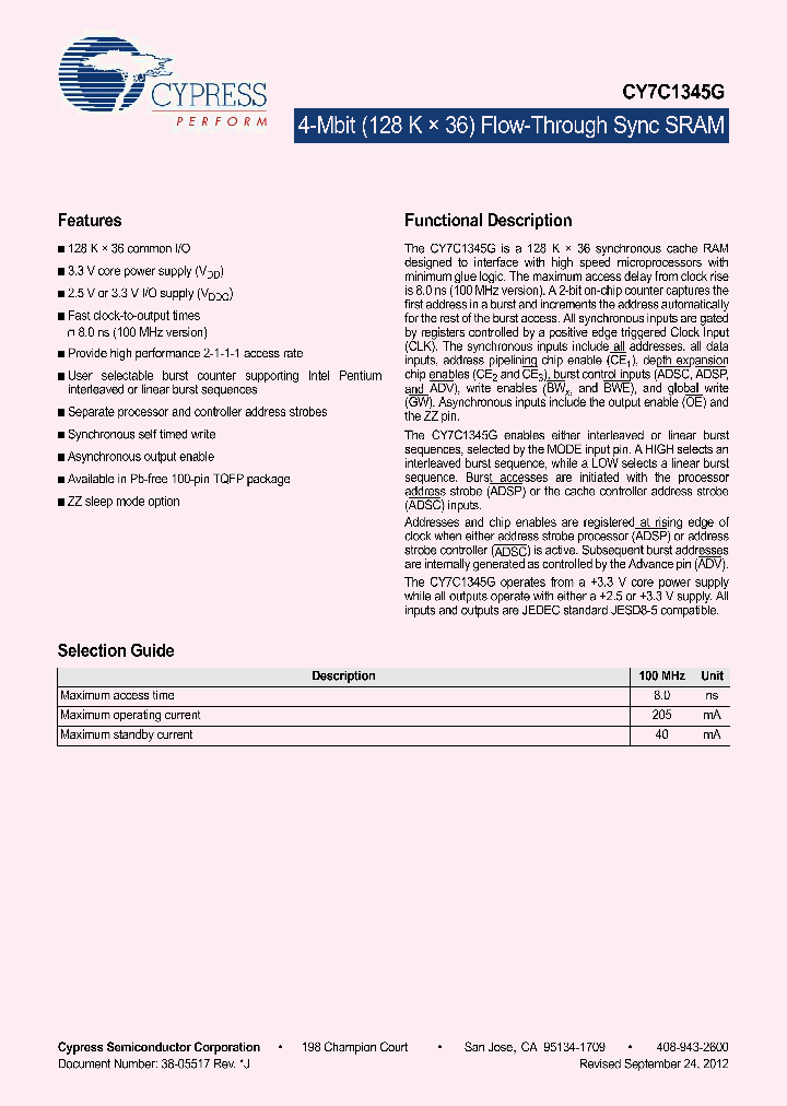 CY7C1345G-100AXC_4691960.PDF Datasheet
