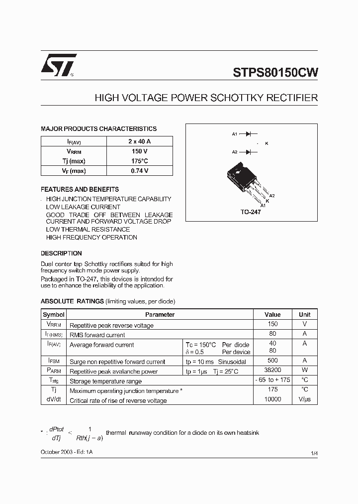STPS80150C_4693436.PDF Datasheet