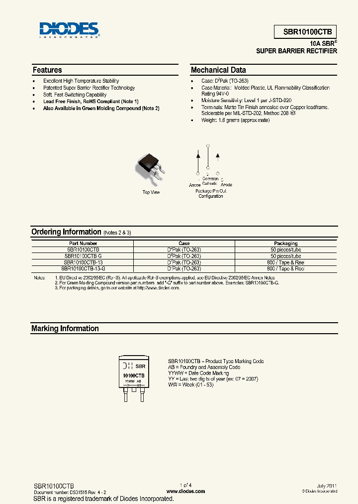 SBR10100CTB_4703488.PDF Datasheet