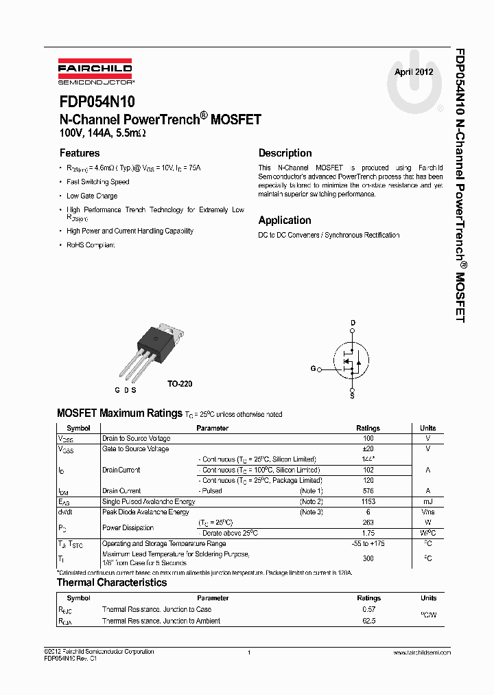 FDP054N1012_4712954.PDF Datasheet