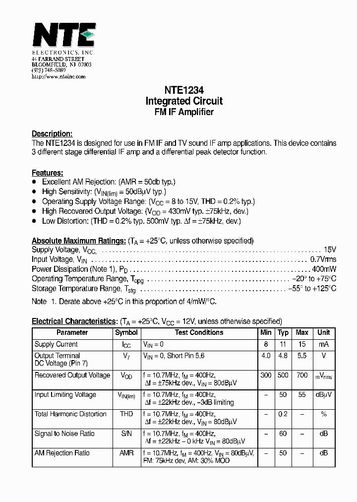 NTE1234_4716988.PDF Datasheet