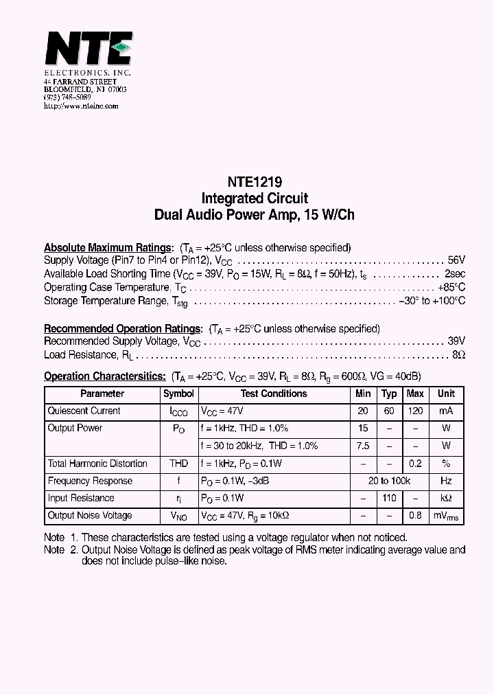 NTE1219_4716977.PDF Datasheet