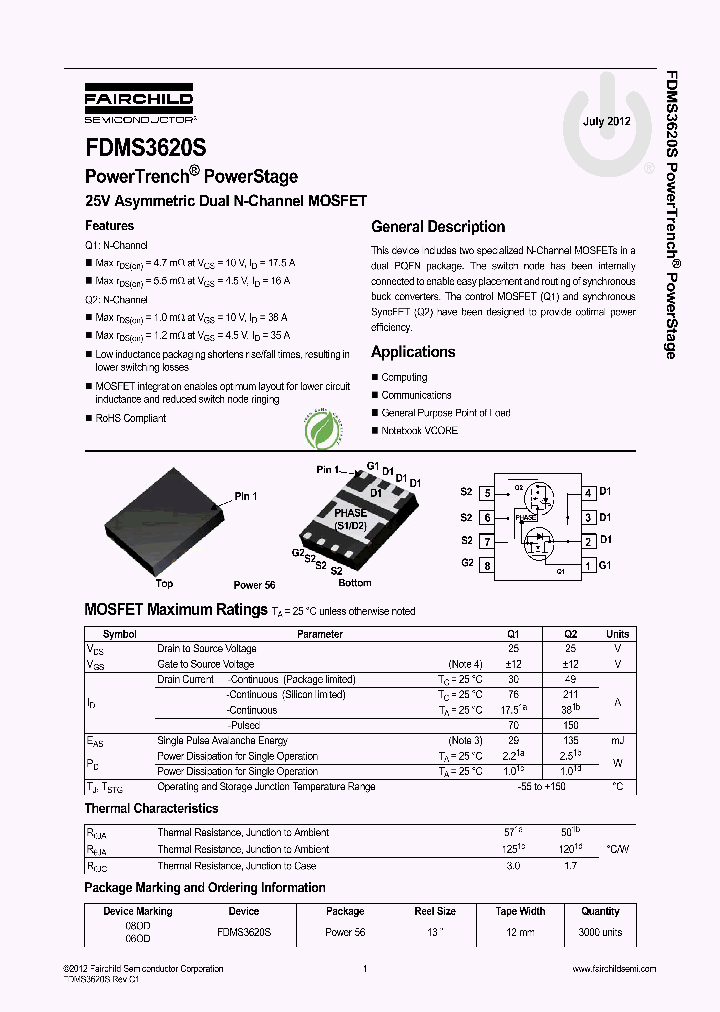 FDMS3620S_4722278.PDF Datasheet