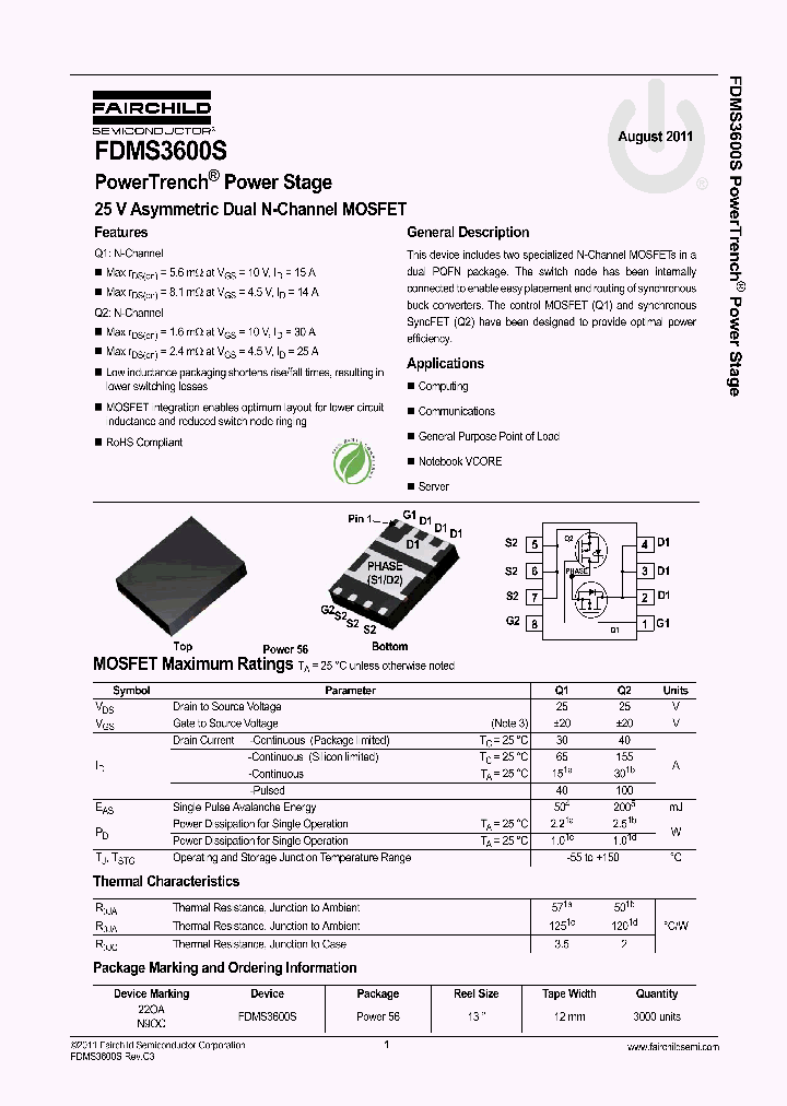 FDMS3600S_4722277.PDF Datasheet