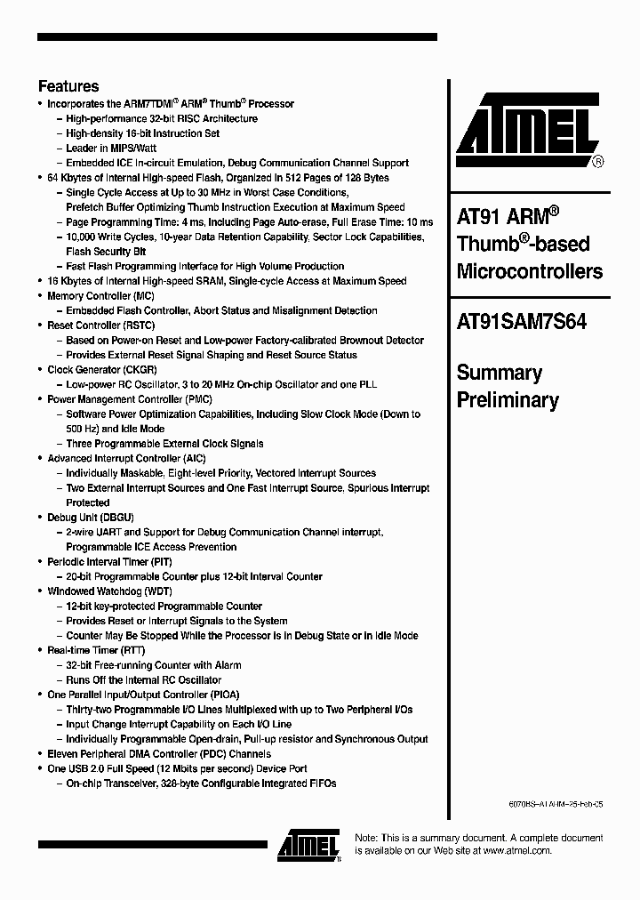 AT91SAM7S64_4725142.PDF Datasheet