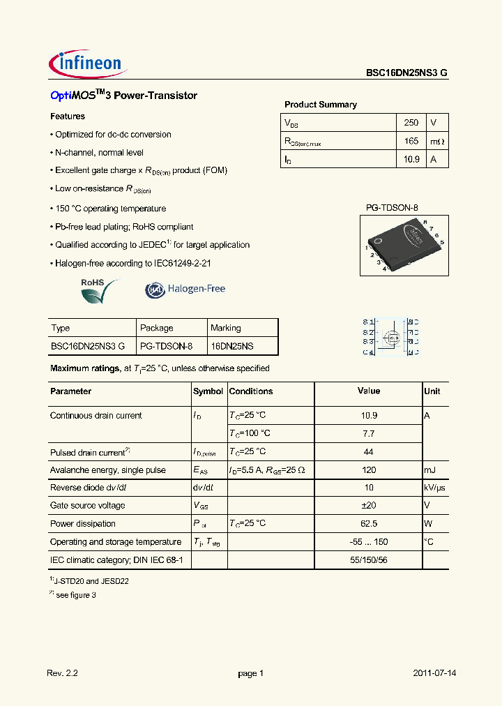 BSC16DN25NS3G11_4735539.PDF Datasheet
