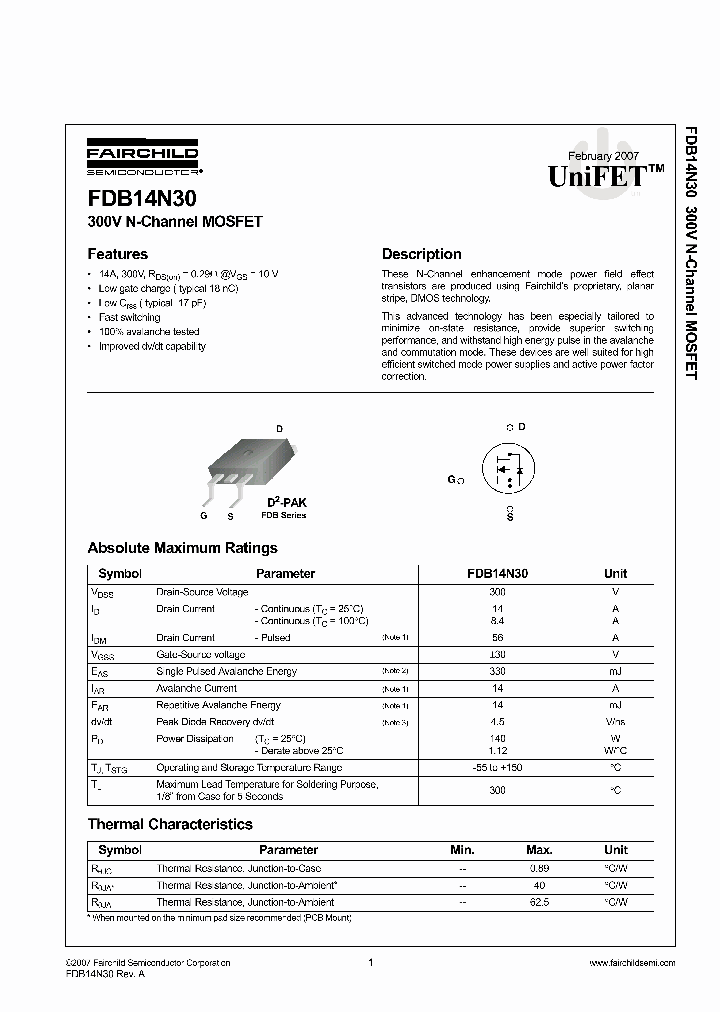FDB14N30_4762382.PDF Datasheet