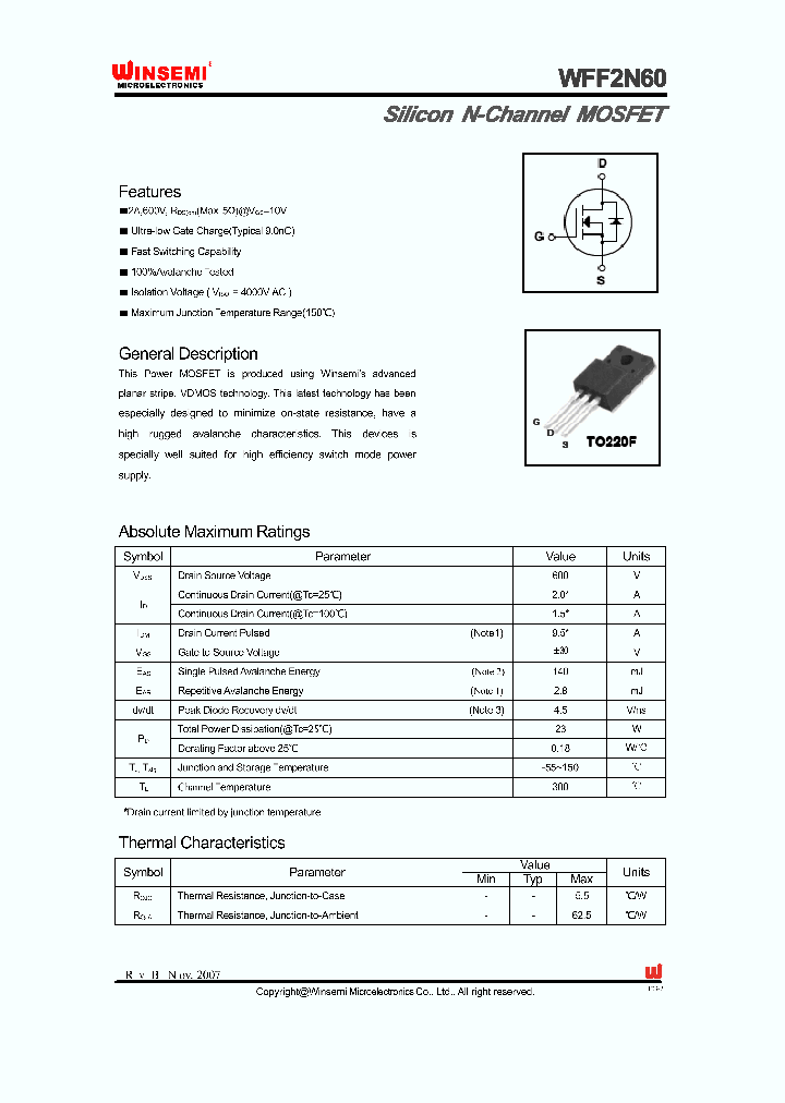 WFF2N60_4782136.PDF Datasheet