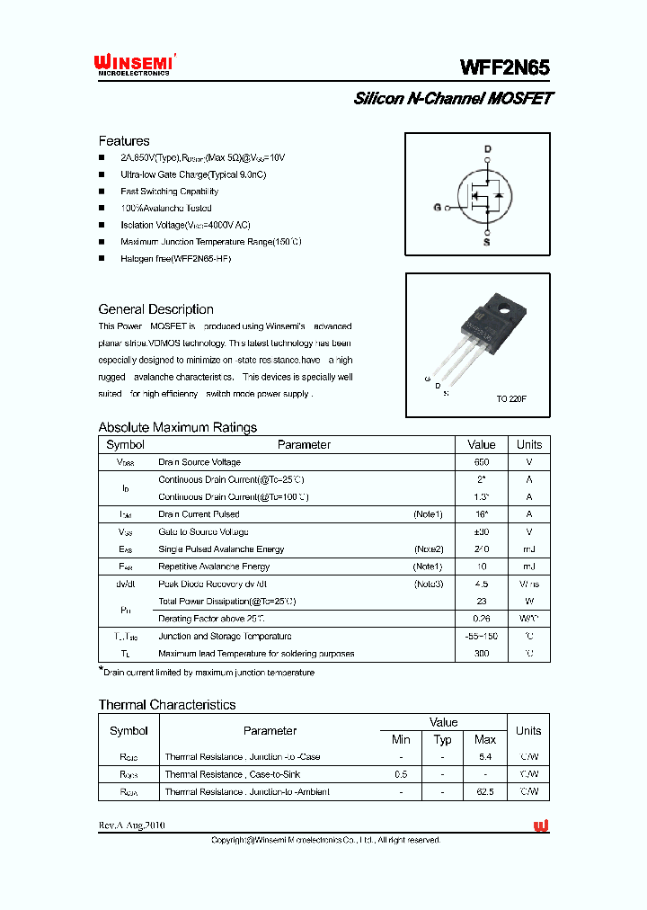 WFF2N65_4782138.PDF Datasheet