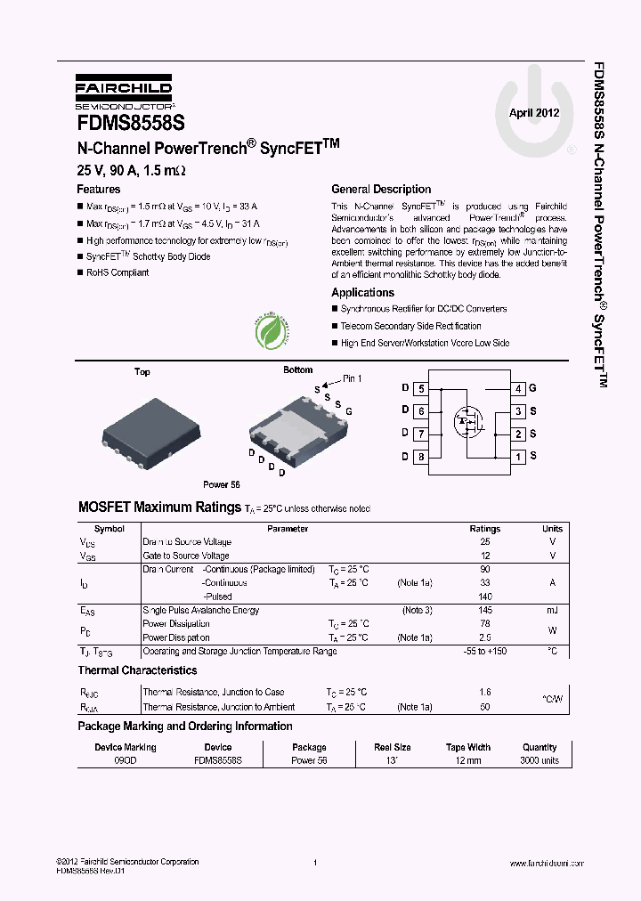 FDMS8558S_4800467.PDF Datasheet