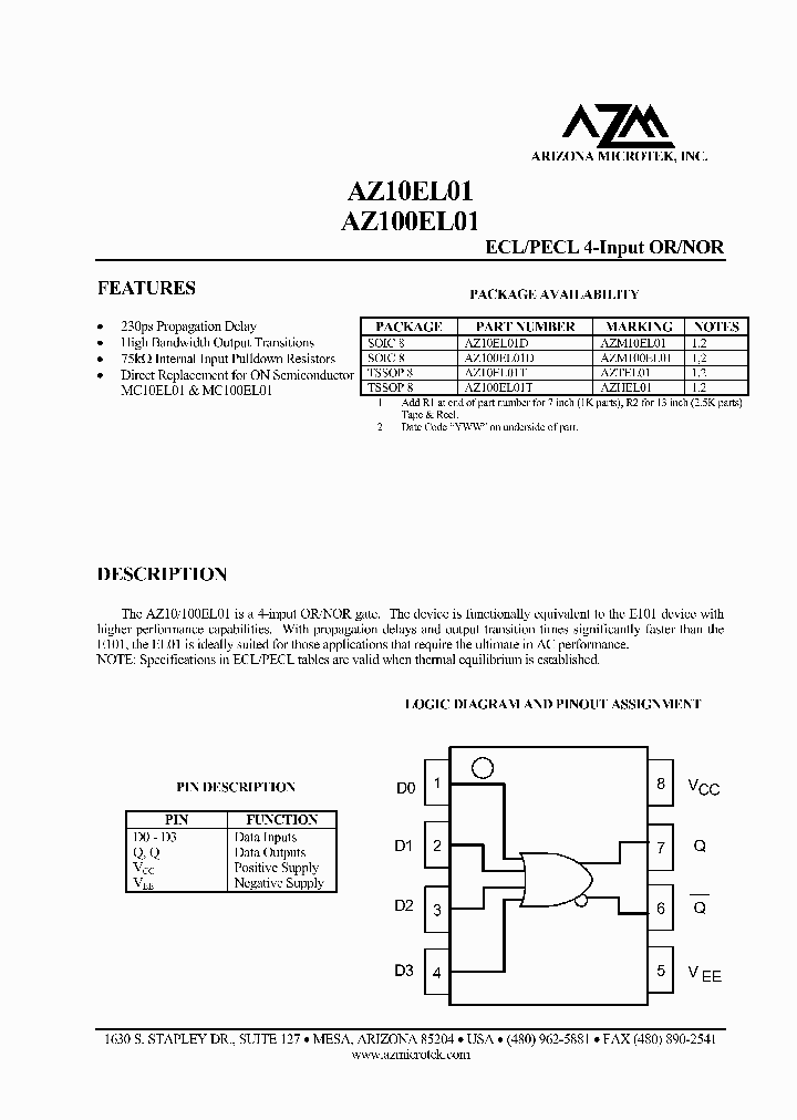 AZ100EL01D_4807263.PDF Datasheet