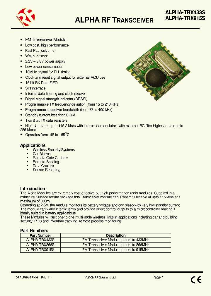ALPHA-TRX433S_4818437.PDF Datasheet
