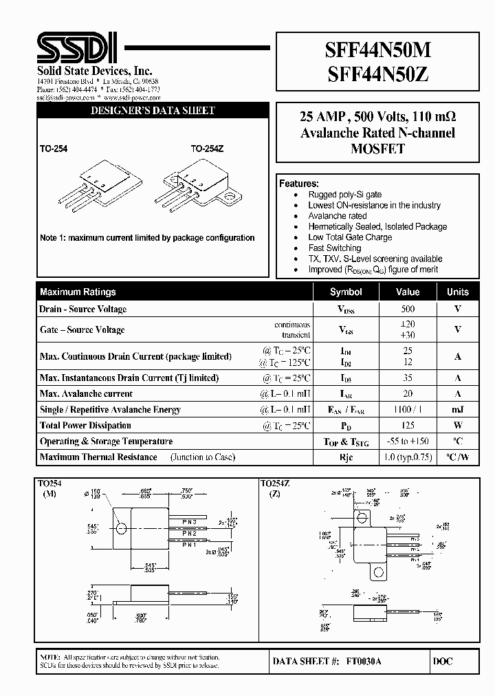 SFF44N50Z_4825449.PDF Datasheet