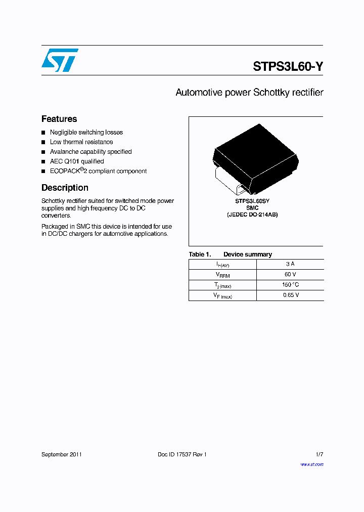 STPS3L60-Y_4833641.PDF Datasheet