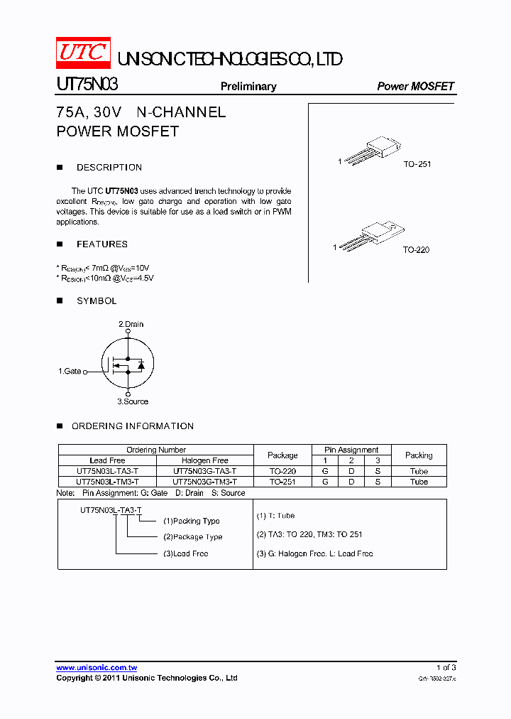 UT75N03_4862243.PDF Datasheet