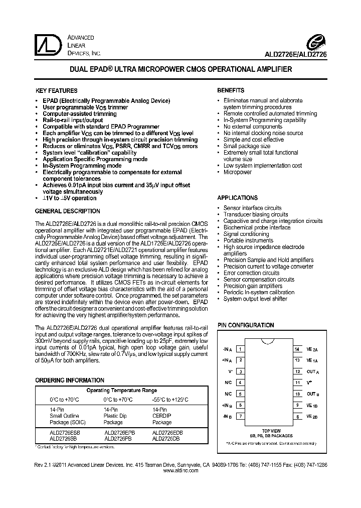 ALD2726ESB_4874539.PDF Datasheet