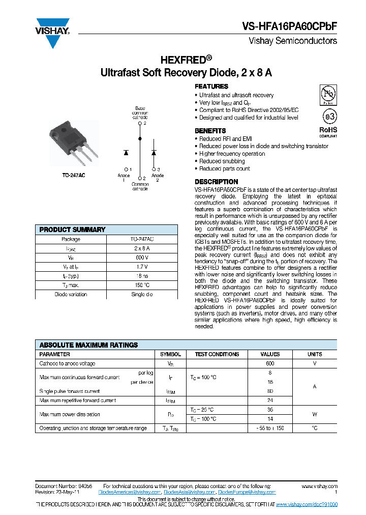 HFA16PA60CPBF_4885773.PDF Datasheet