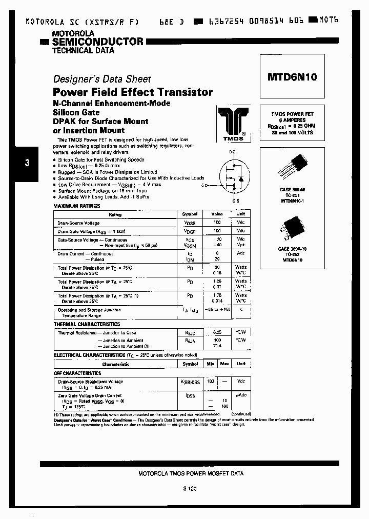MTD6N10_4893968.PDF Datasheet