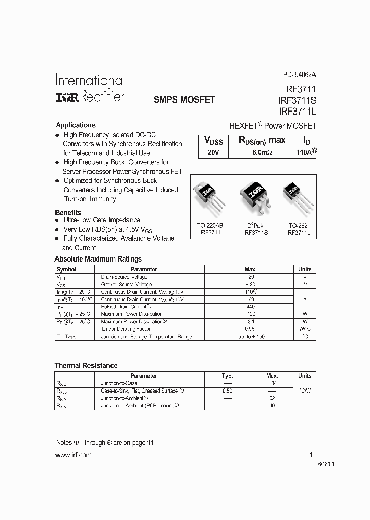 IRF3711STRL_4924364.PDF Datasheet
