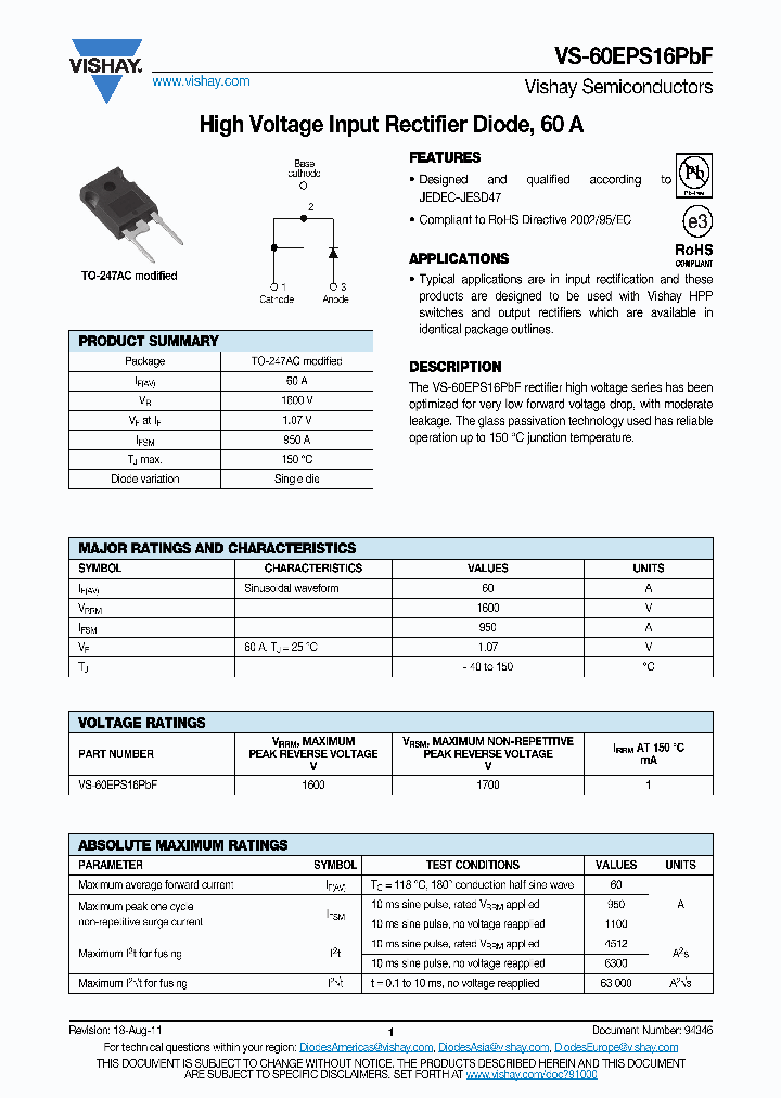 60EPS16PBF_4975998.PDF Datasheet
