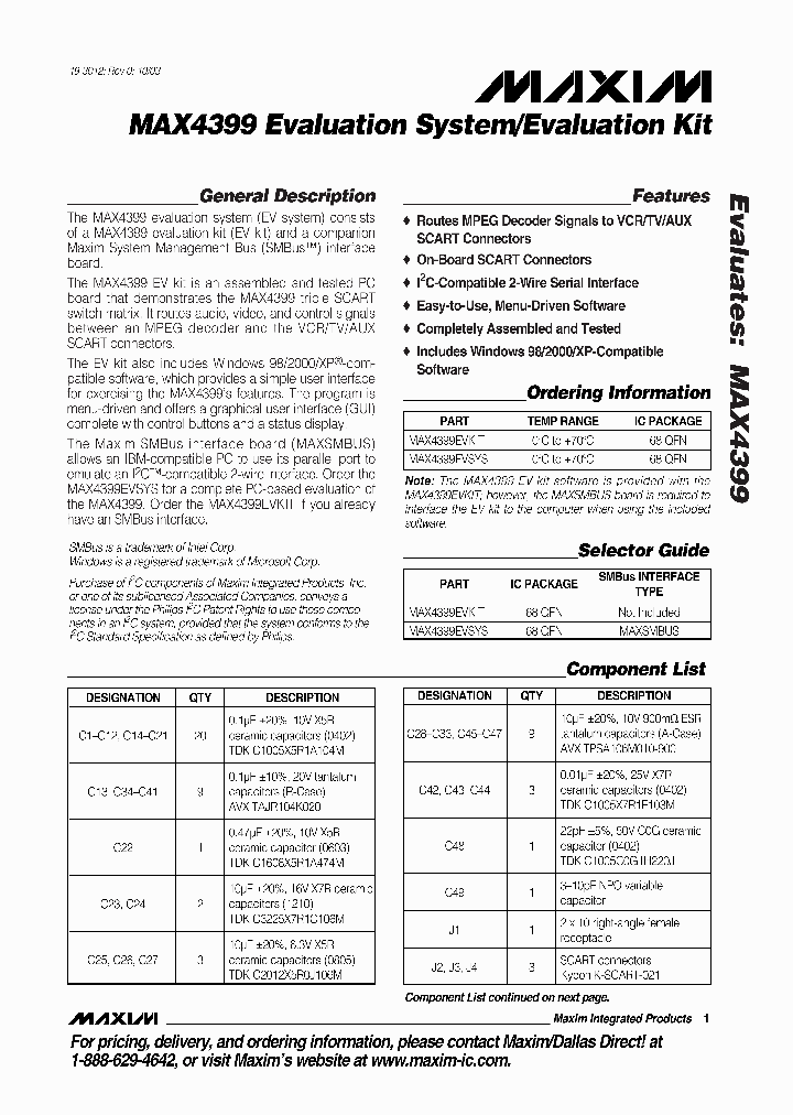 MAX4399EVKIT_4982230.PDF Datasheet