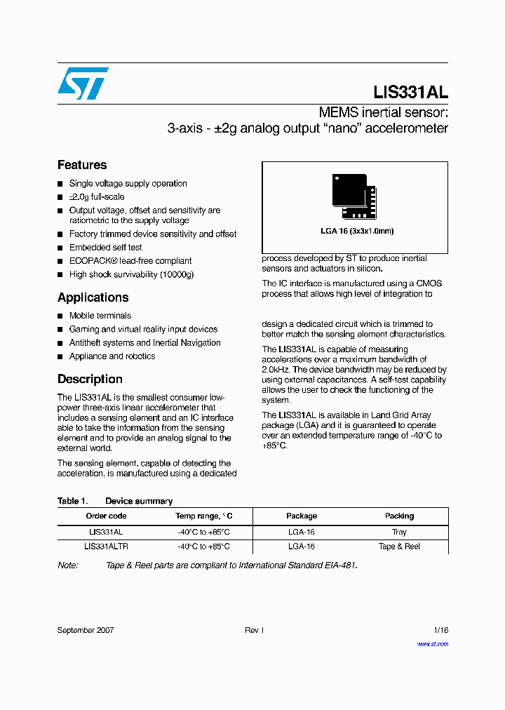 LIS331ALTR_4983611.PDF Datasheet