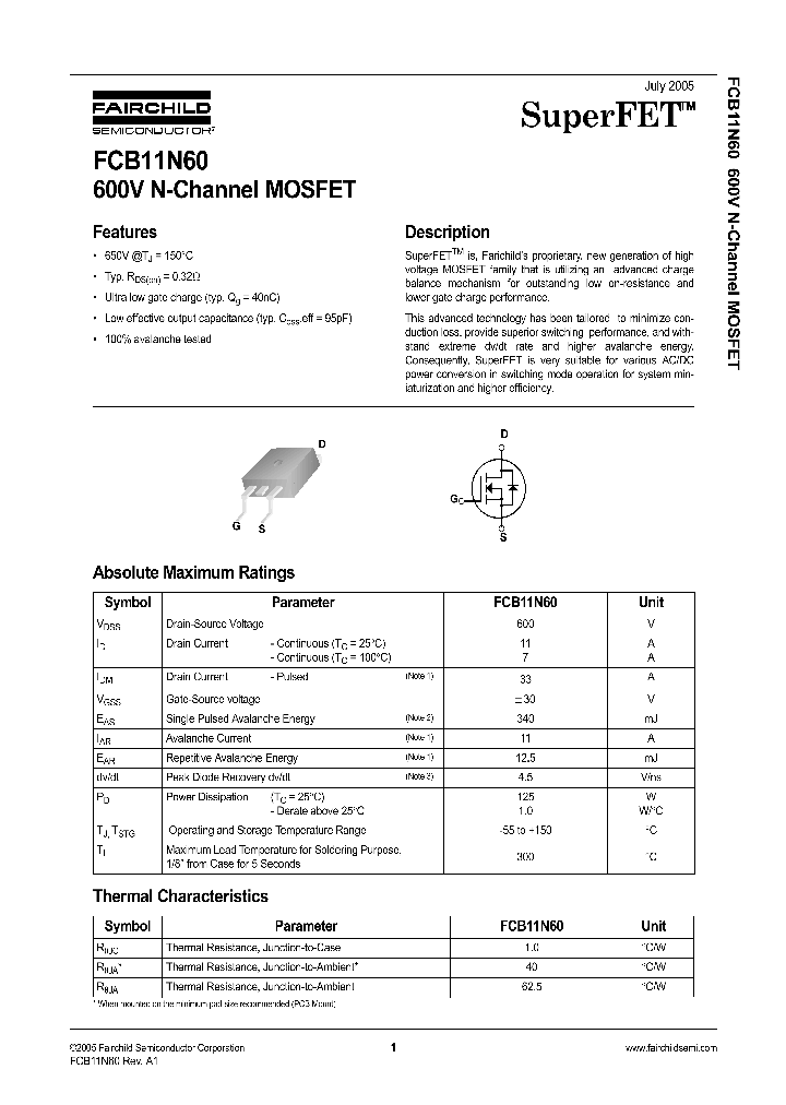 FCB11N60TM_4998108.PDF Datasheet