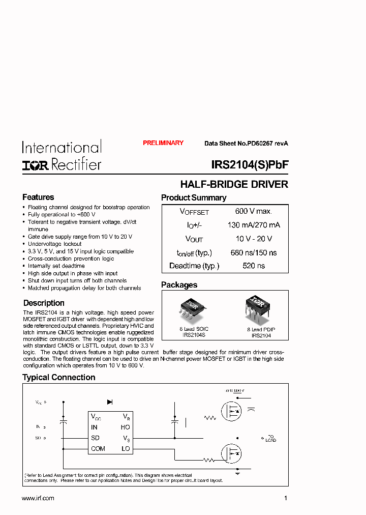 IRS2104PBF_5015284.PDF Datasheet