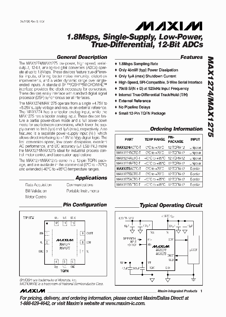 MAX1275ACTC_5029940.PDF Datasheet