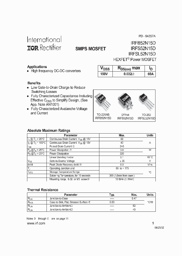 IRFB52N15DPBF_5030323.PDF Datasheet