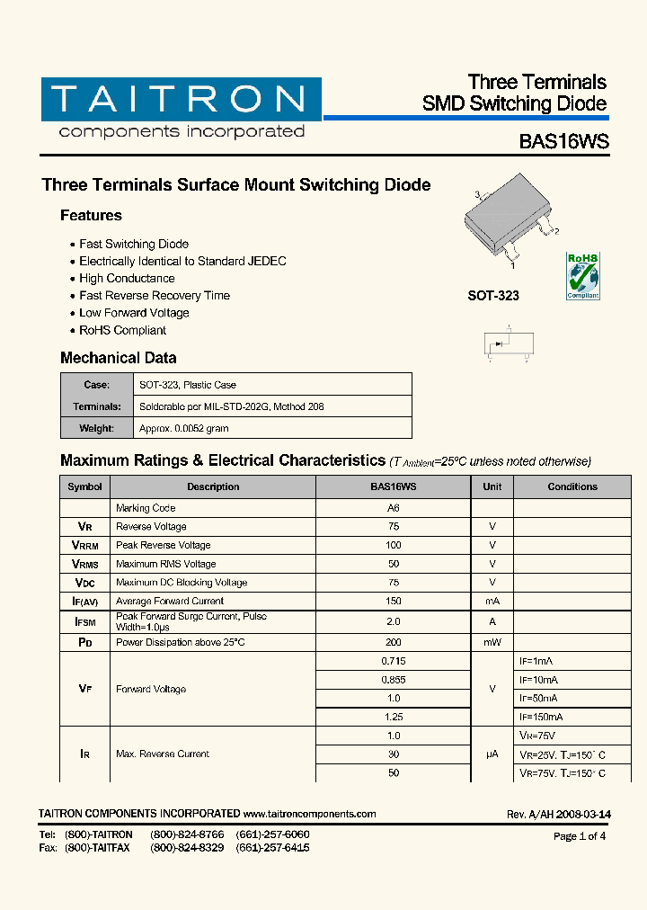 BAS16WS_5035835.PDF Datasheet