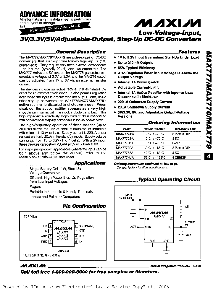MAX779CPA_5063687.PDF Datasheet