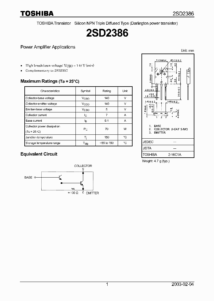 2SD2386_5062433.PDF Datasheet