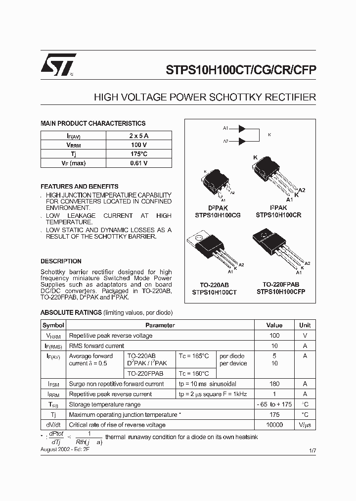STPS10H100CFP_5110500.PDF Datasheet