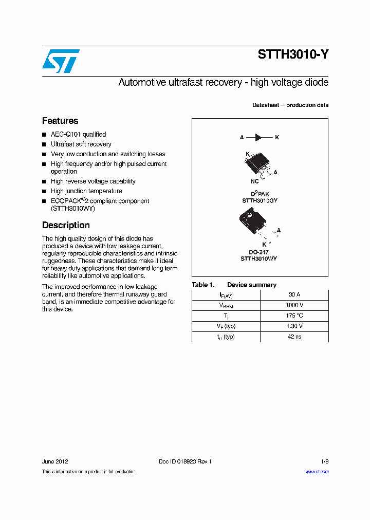 STTH3010-Y_5111432.PDF Datasheet