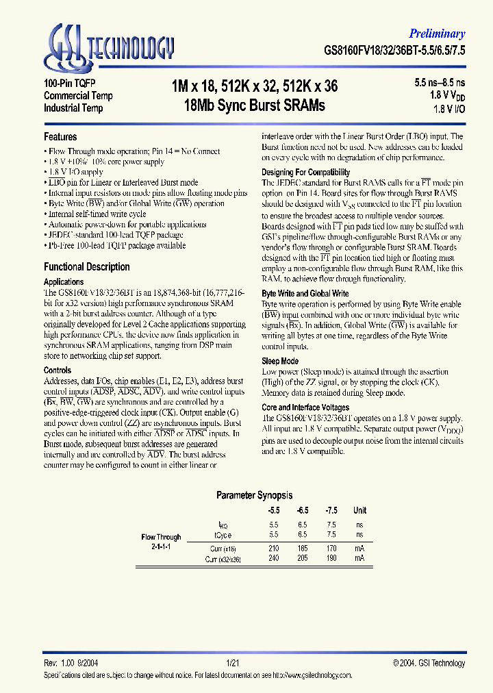 GS8160FV18B_5114484.PDF Datasheet