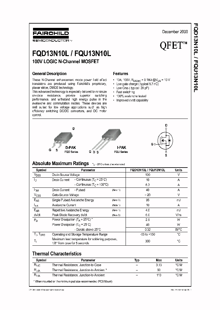 FQD13N10LTF_5116494.PDF Datasheet