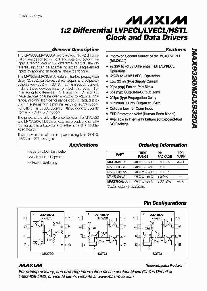 MAX9320EUA-T_5120541.PDF Datasheet