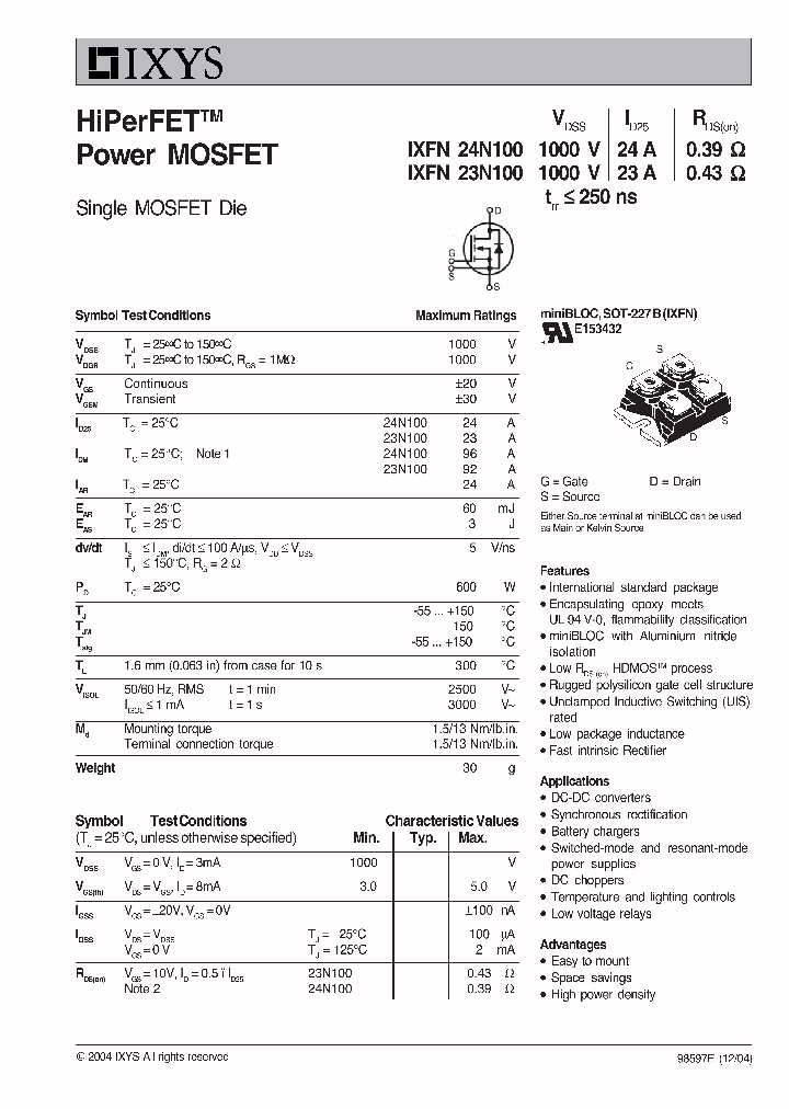 IXFN24N100_5132031.PDF Datasheet